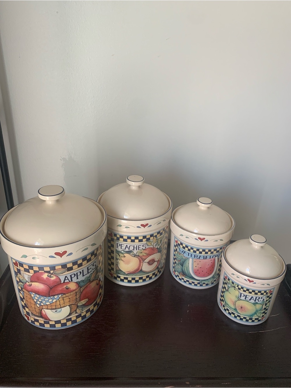 Fruit-Themed Ceramic Kitchen Canister Set - Cream